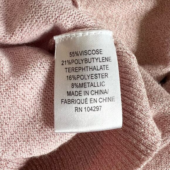 Milly Womens Metallic Pink Dolman Sleeve Slouchy Knit V Neck Sweater Top Size M - Picture 8 of 9